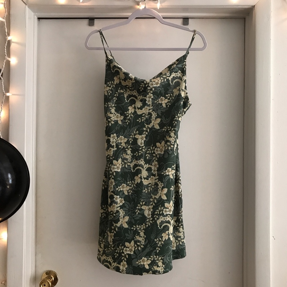 NWT UO Mallory Cowl Neck Dress in Green Multi